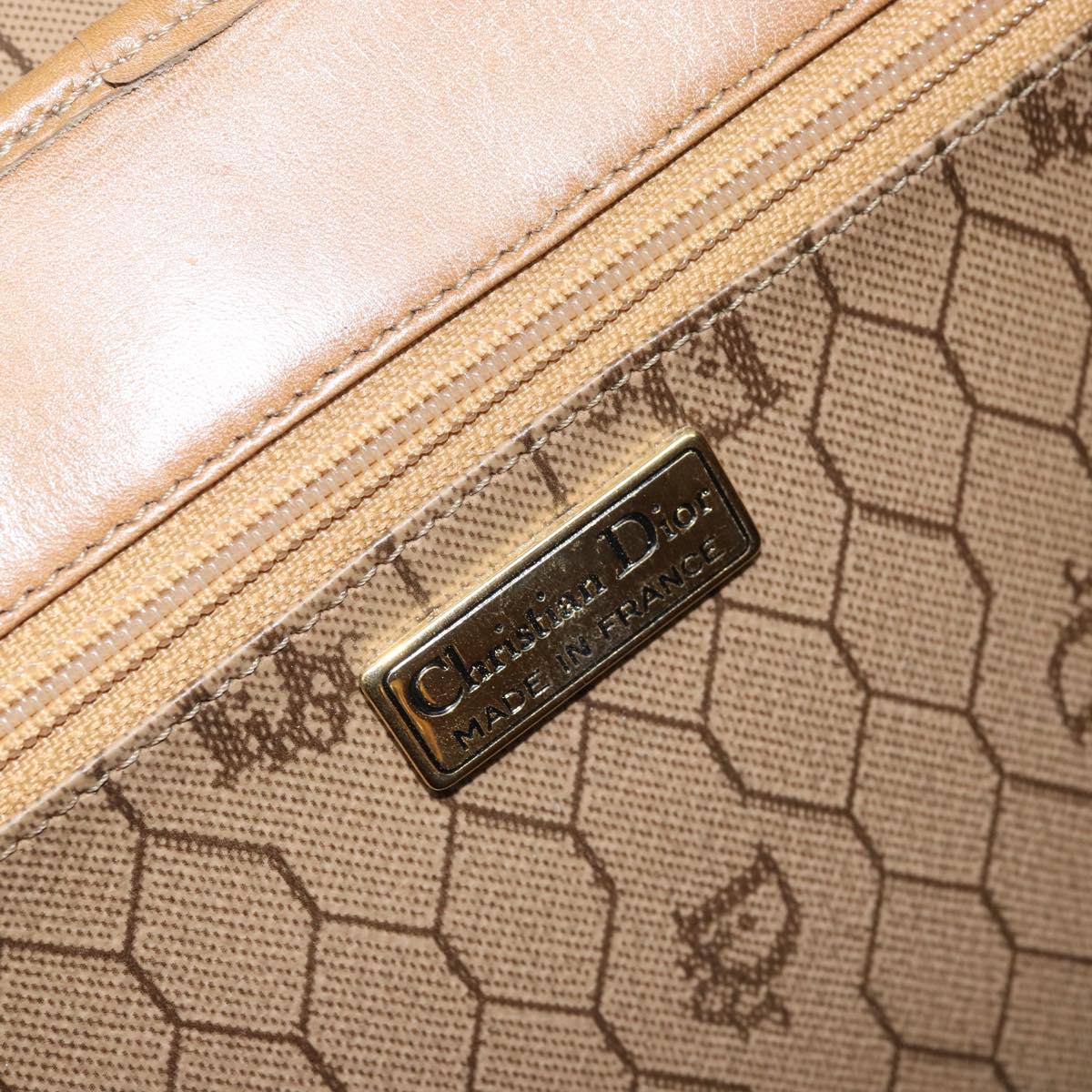 Christian Dior Honeycomb Canvas Hand Bag PVC Beige Gold Auth 166792