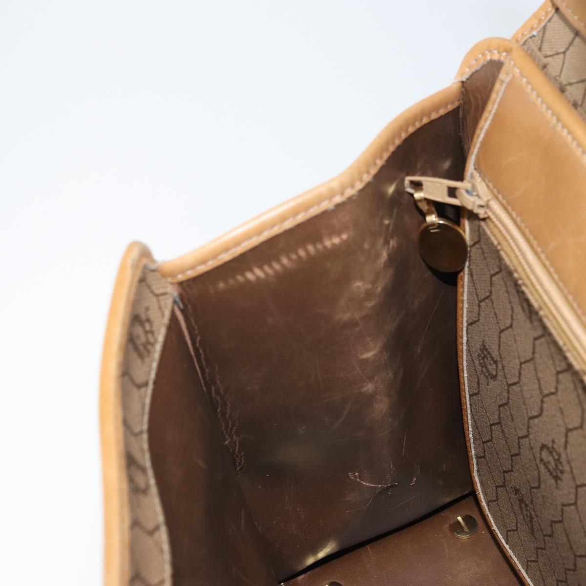 Christian Dior Honeycomb Canvas Hand Bag PVC Beige Gold Auth 166792