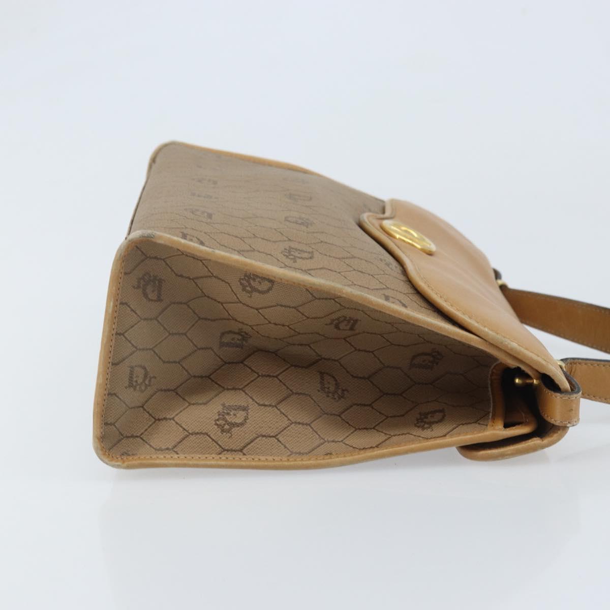 Christian Dior Honeycomb Canvas Hand Bag PVC Beige Gold Auth 166792