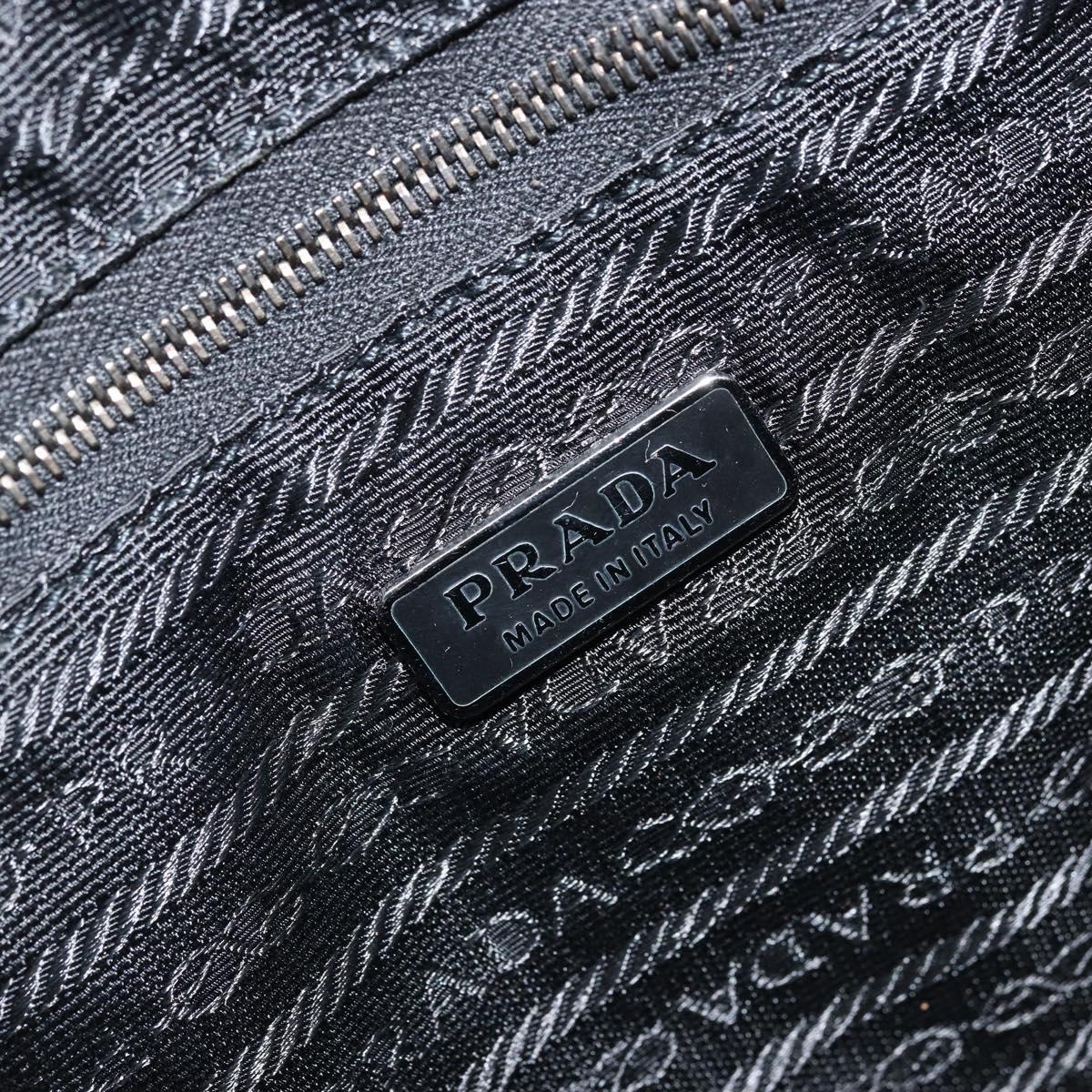 PRADA Hand Bag Canvas Beige Silver Auth 166793