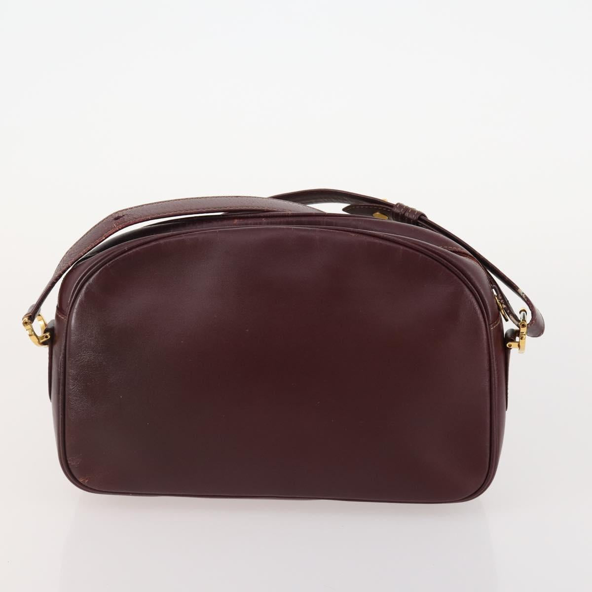 CARTIER Must Line Shoulder Bag Leather 3 Set Bordeaux Gold Auth 166800