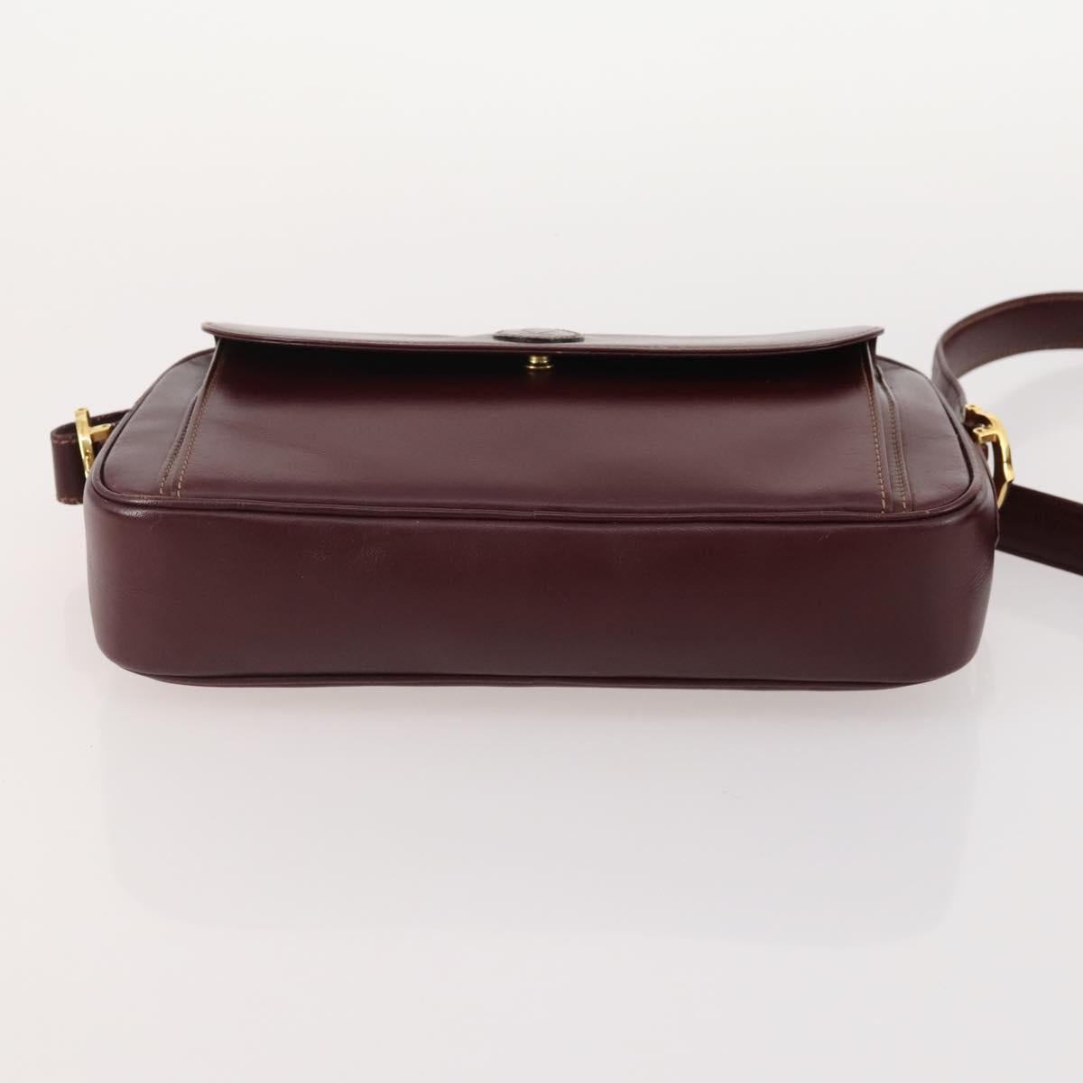 CARTIER Must Line Shoulder Bag Leather 3 Set Bordeaux Gold Auth 166800