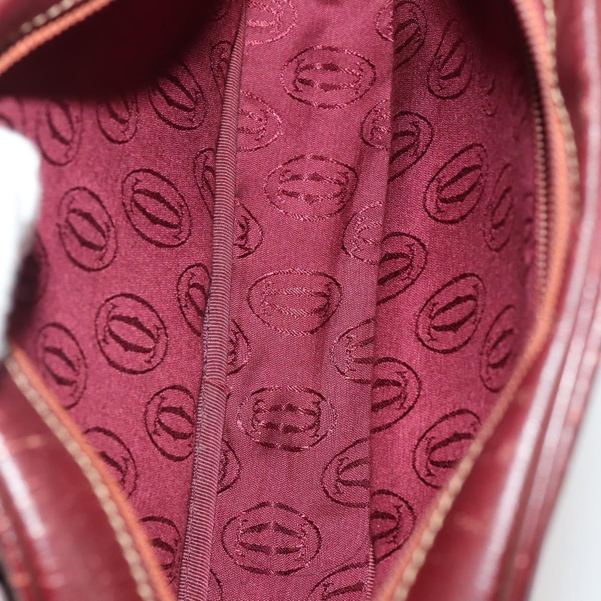 CARTIER Must Line Shoulder Bag Leather 3 Set Bordeaux Gold Auth 166800