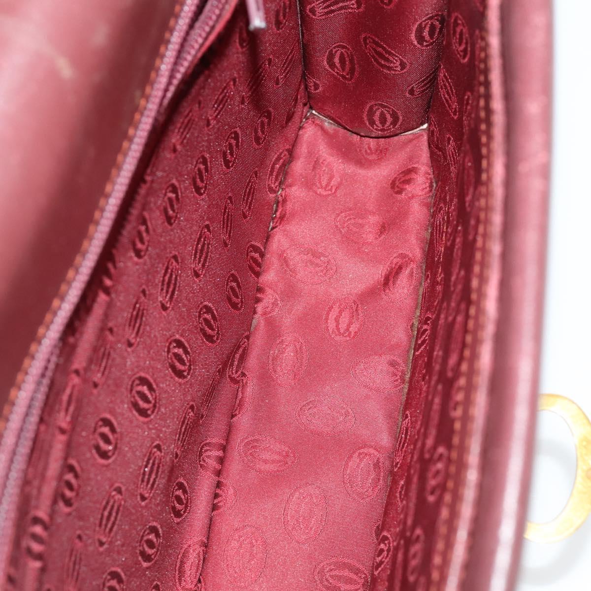 CARTIER Must Line Shoulder Bag Leather 3 Set Bordeaux Gold Auth 166800