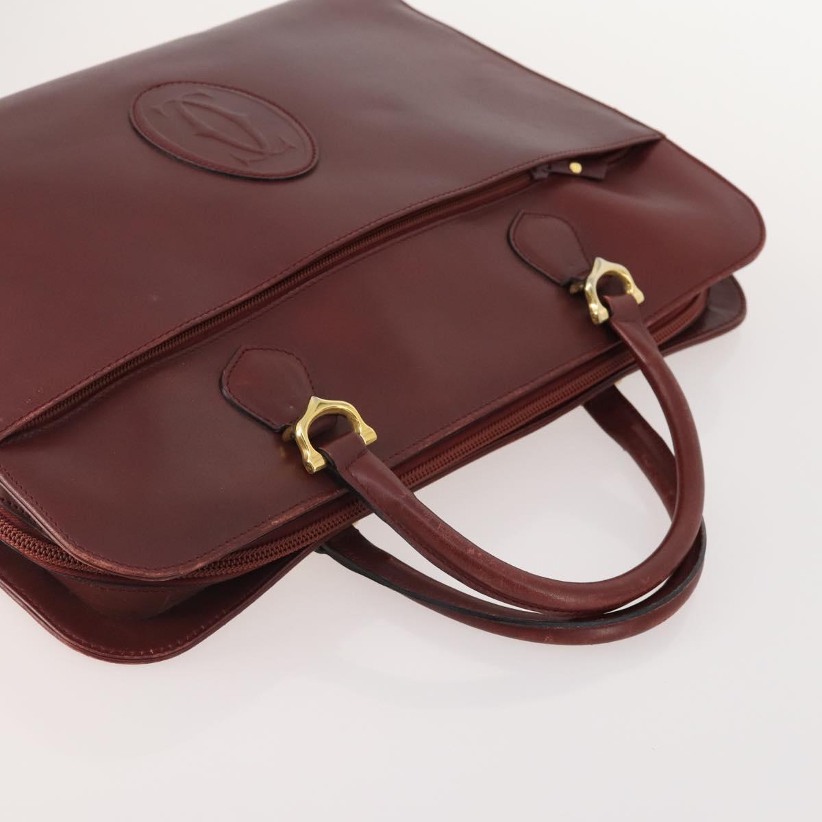 CARTIER Must Line Shoulder Bag Leather 3 Set Bordeaux Gold Auth 166800