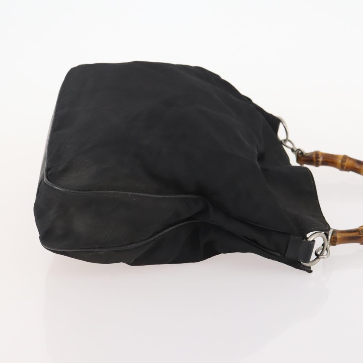 GUCCI Bamboo Hand Bag Nylon 2way 2 Set Black Auth 166802
