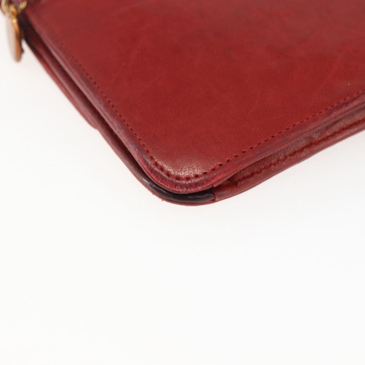 CHANEL Long Wallet Caviar Skin Red Gold CC Auth 166826