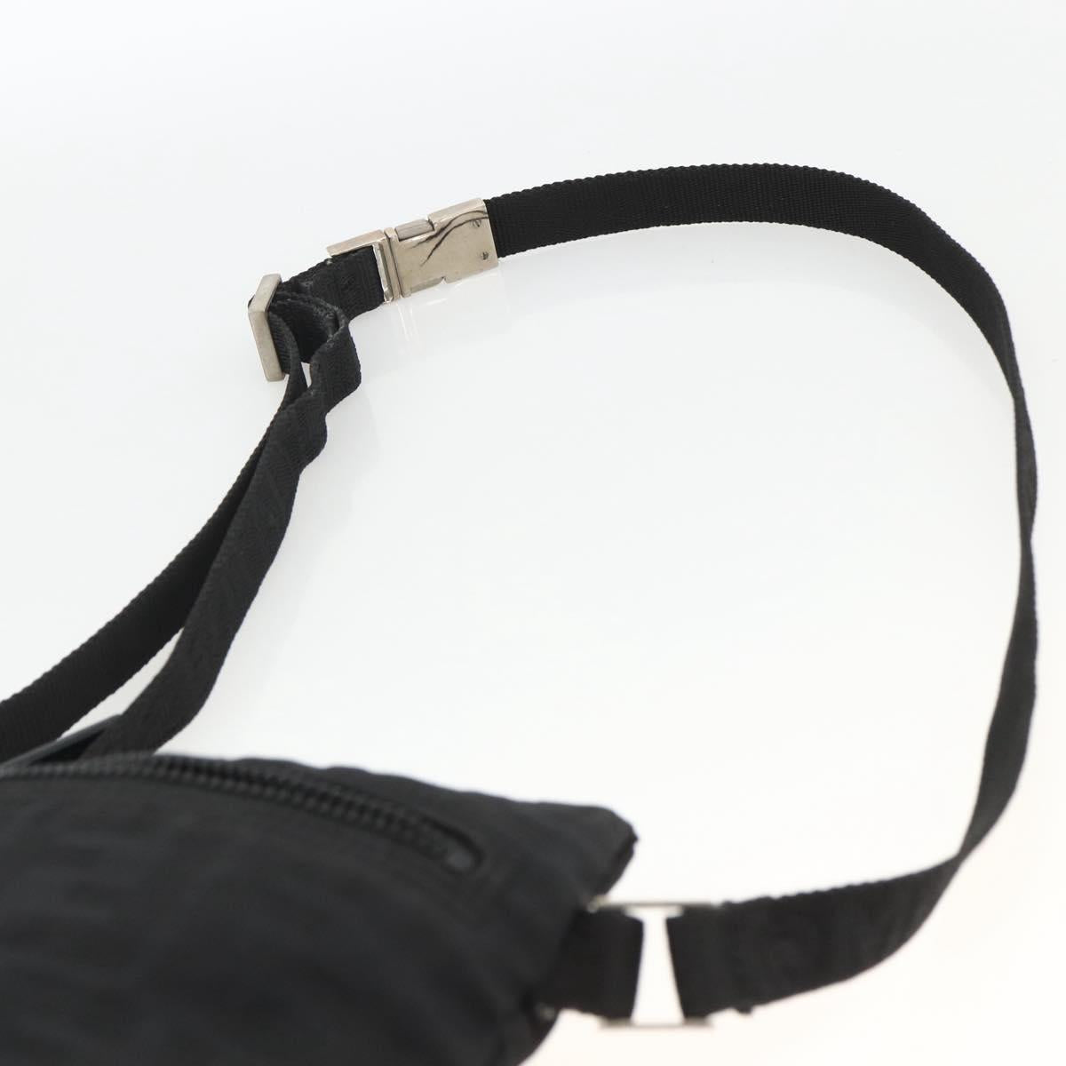 FENDI Zucca Canvas Shoulder Bag Black Silver Auth 166831