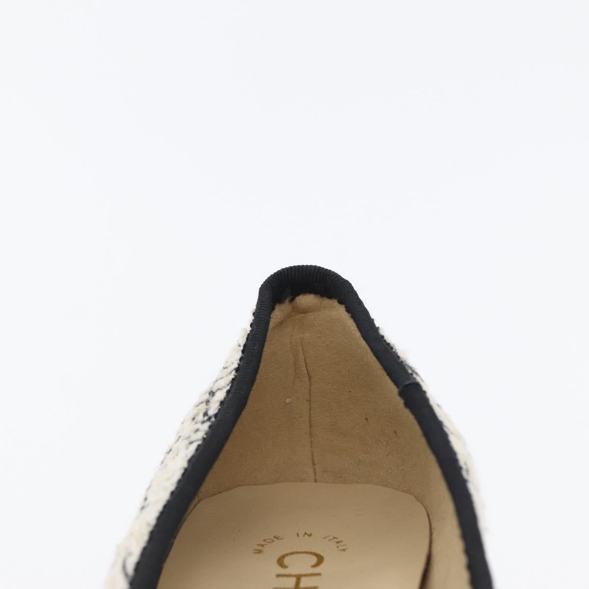 CHANEL Pumps High Heels Tweed 35 Black White CC Auth 166839M