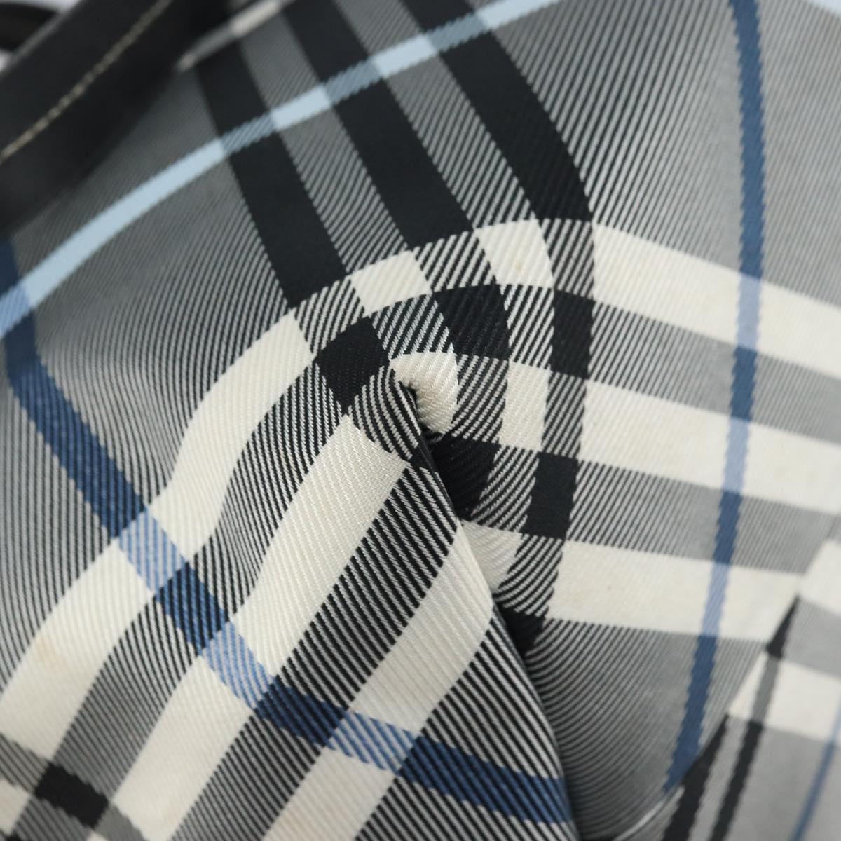 BURBERRY Blue Label Nova Check Tote Bag Nylon Gray Silver Auth 166843