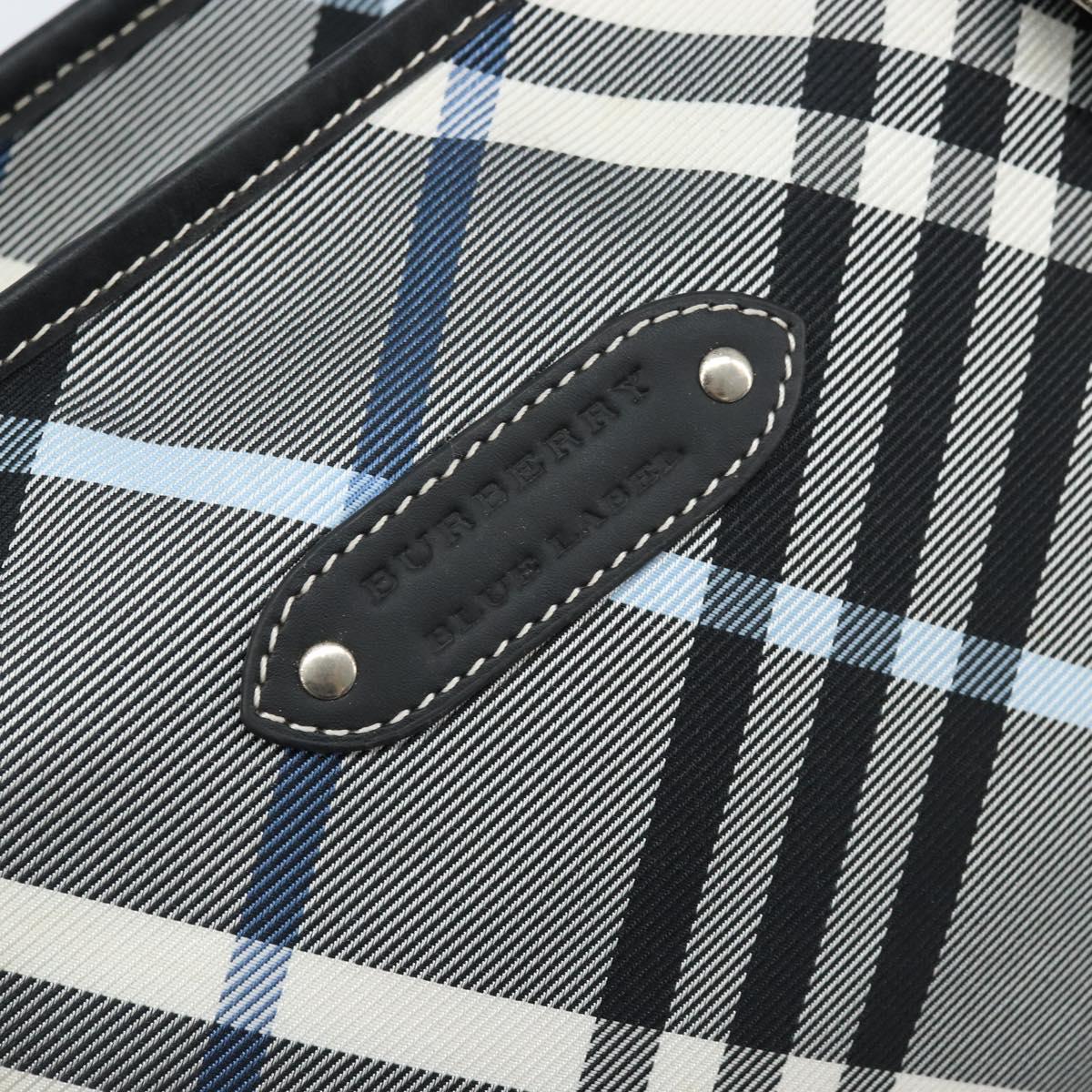 BURBERRY Blue Label Nova Check Tote Bag Nylon Gray Silver Auth 166843