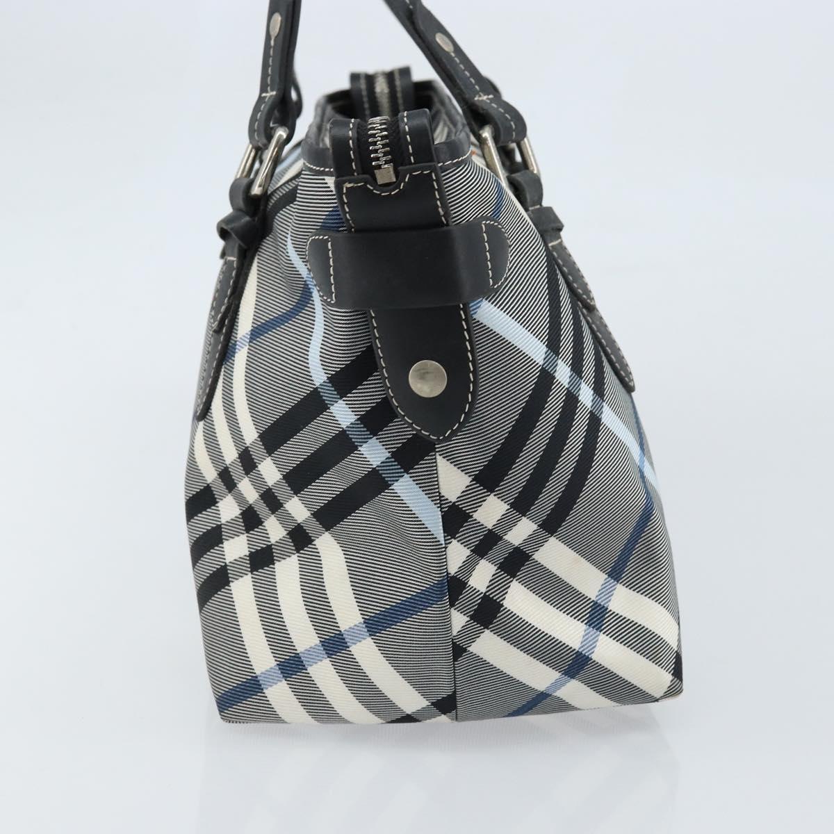 BURBERRY Blue Label Nova Check Tote Bag Nylon Gray Silver Auth 166843