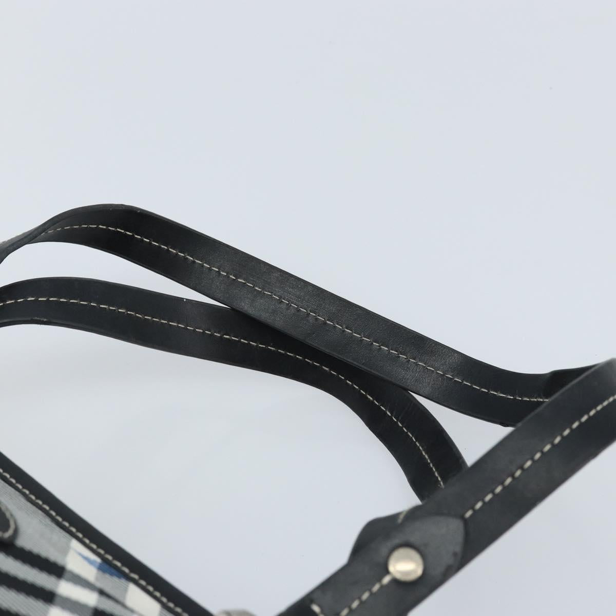 BURBERRY Blue Label Nova Check Tote Bag Nylon Gray Silver Auth 166843