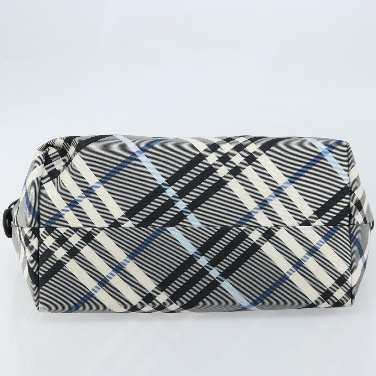BURBERRY Blue Label Nova Check Tote Bag Nylon Gray Silver Auth 166843