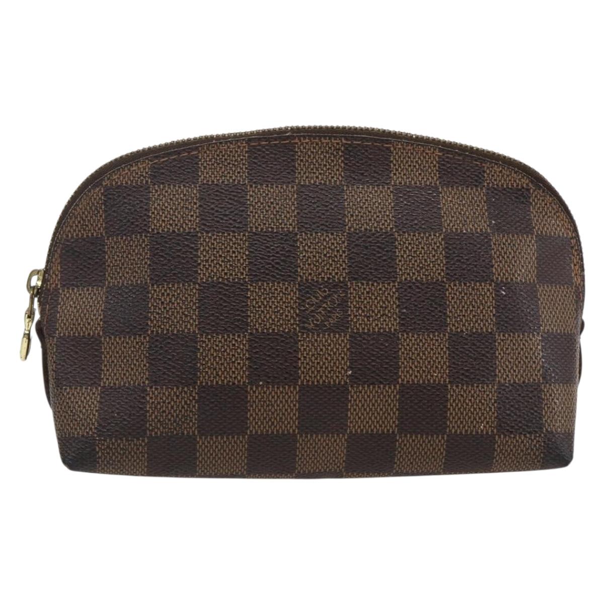 LOUIS VUITTON Damier Ebene Pochette Cosmetic PM Pouch N47516 LV Auth 166844