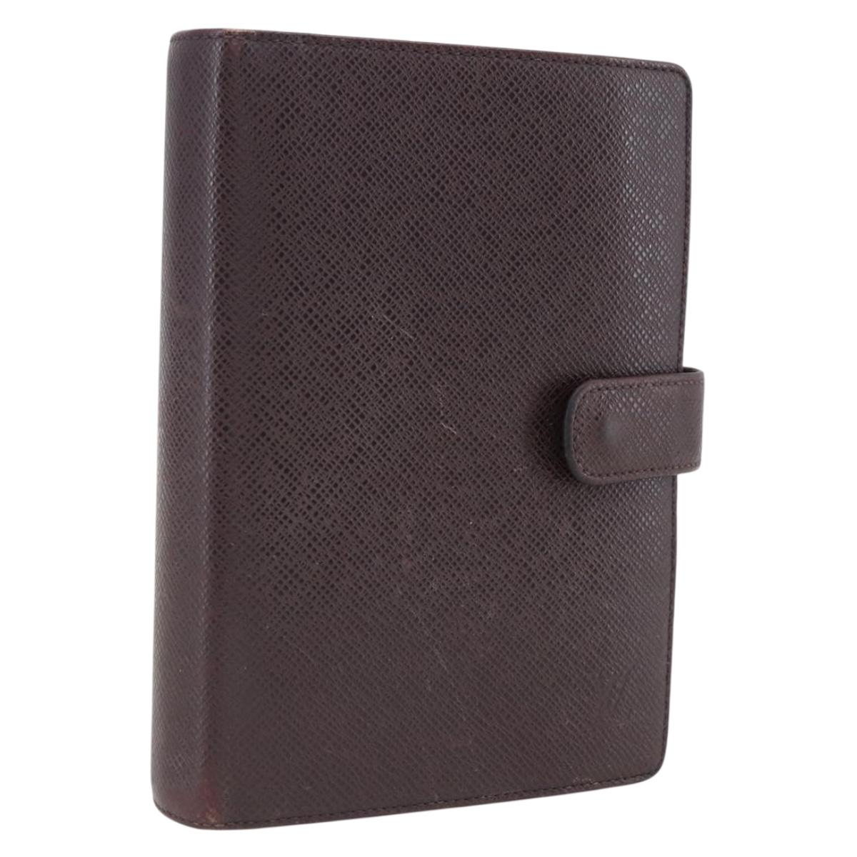 LOUIS VUITTON Taiga Agenda MM Day Planner Cover Acajou R20416 LV Auth 166846