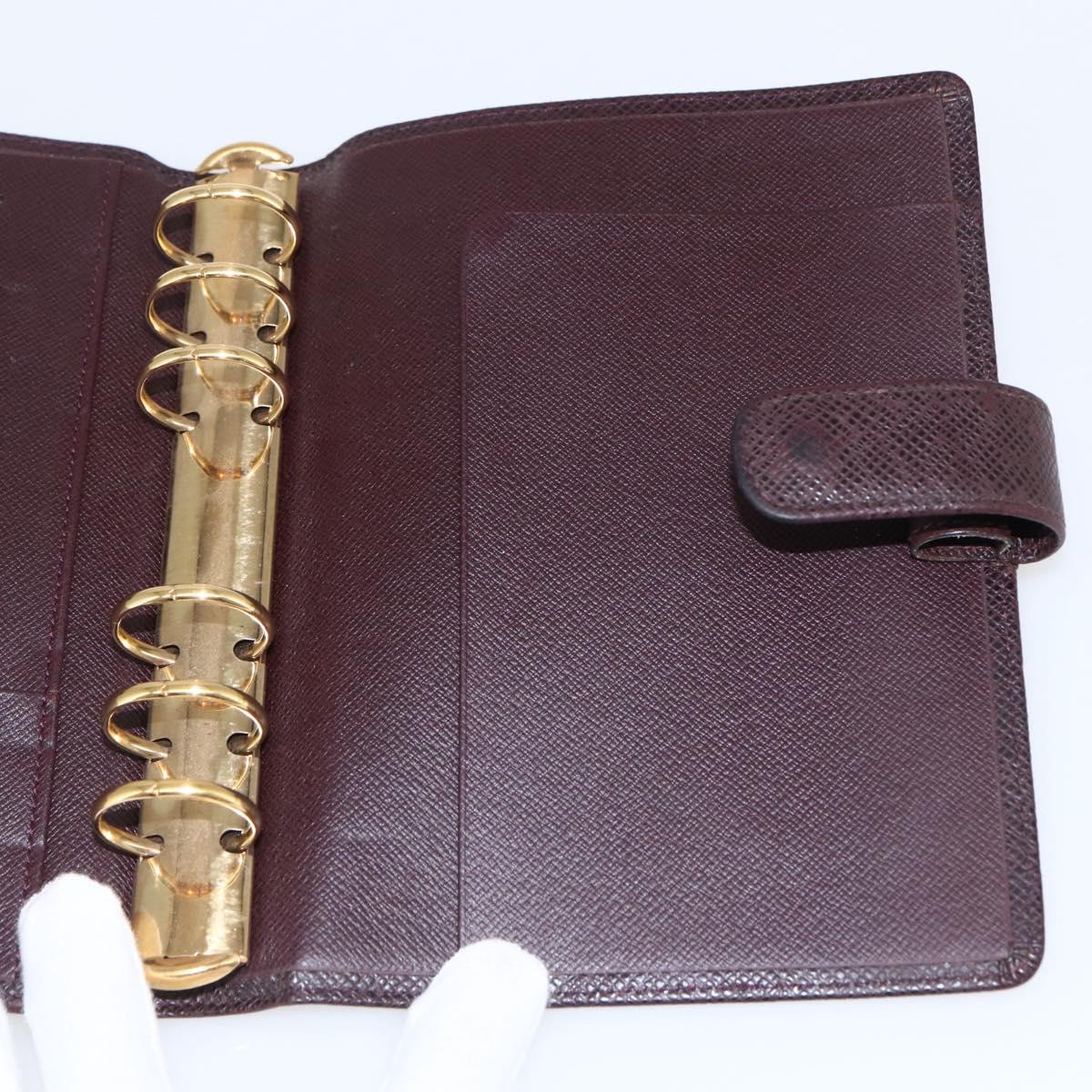 LOUIS VUITTON Taiga Agenda MM Day Planner Cover Acajou R20416 LV Auth 166846