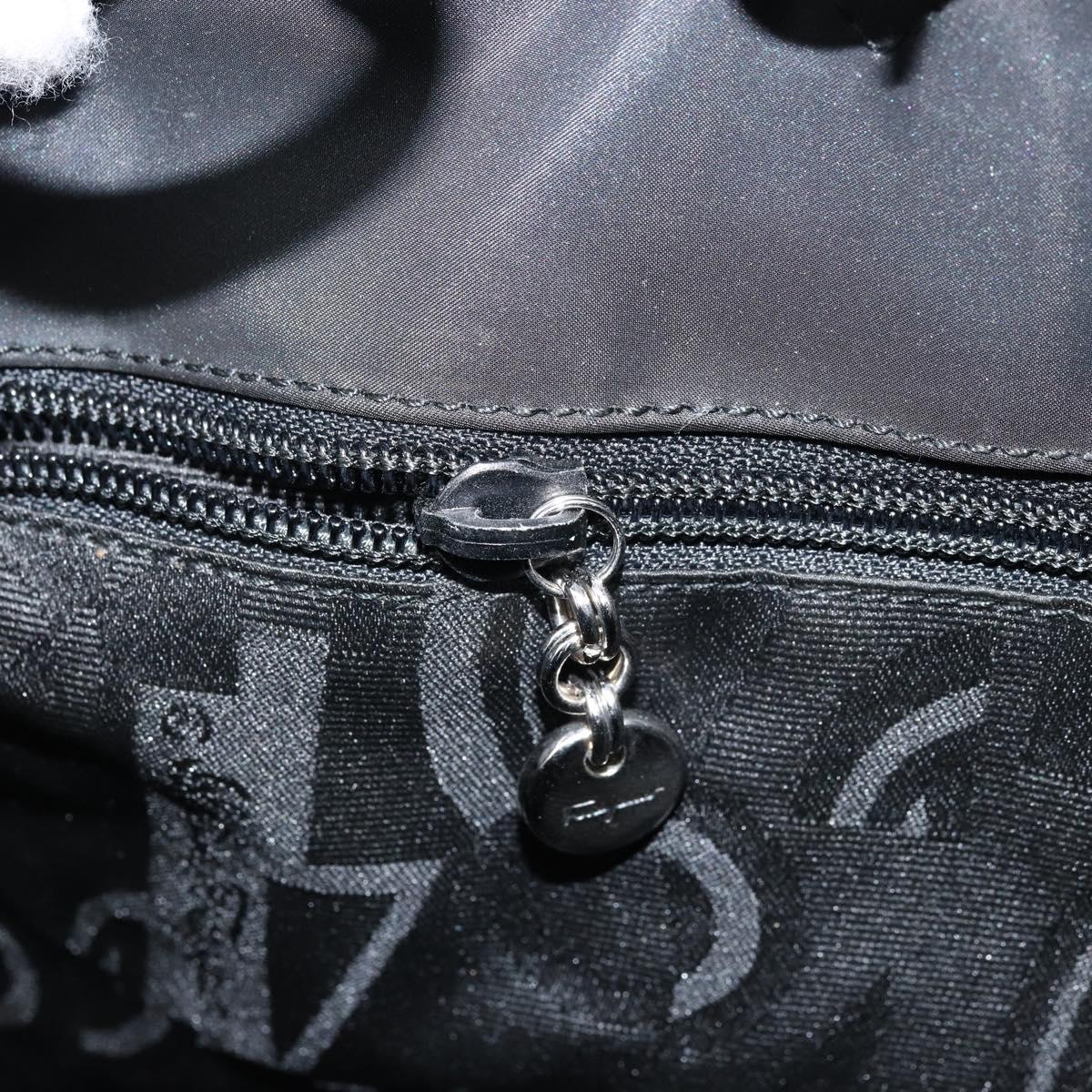 Salvatore Ferragamo Gancini Hand Bag Nylon 2way Black Silver Auth 166849