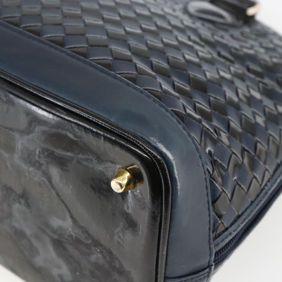 BALLY Hand Bag Leather Black Gold Auth 166850