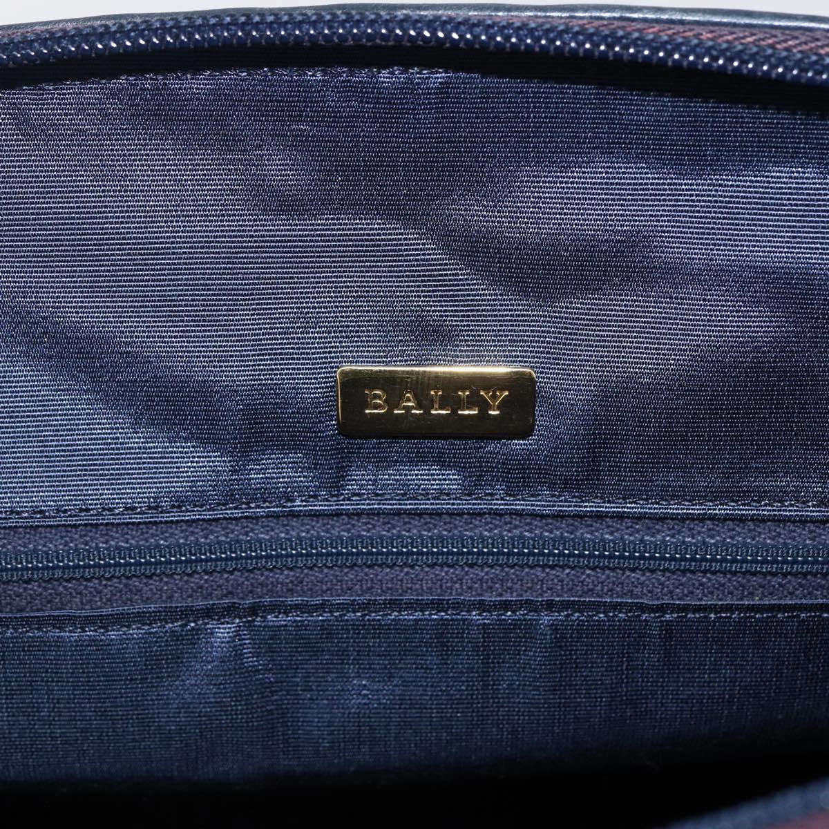 BALLY Hand Bag Leather Black Gold Auth 166850