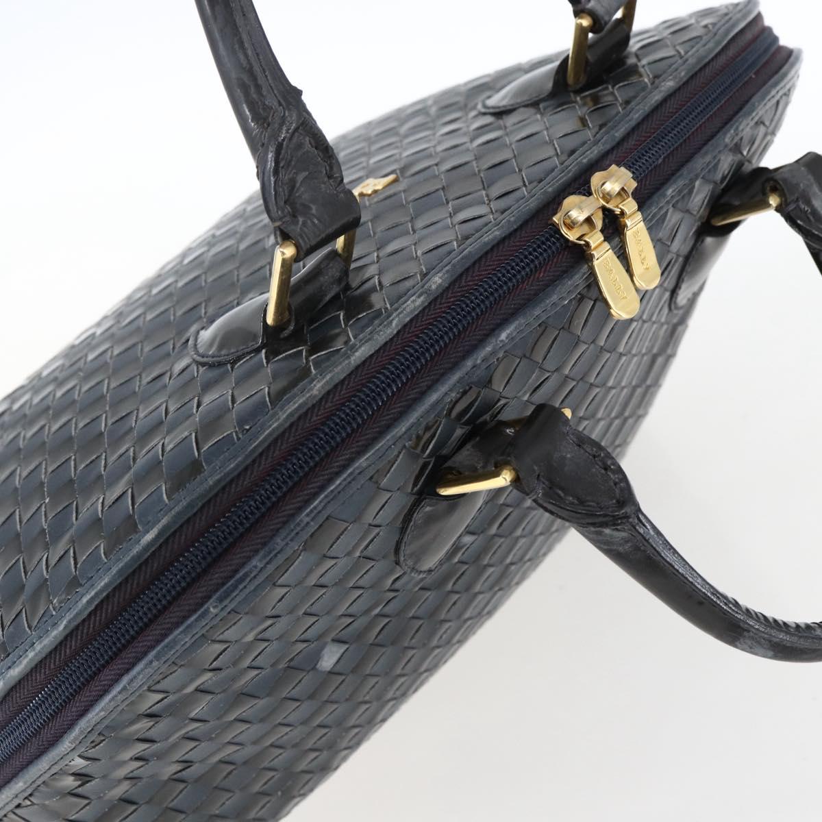 BALLY Hand Bag Leather Black Gold Auth 166850