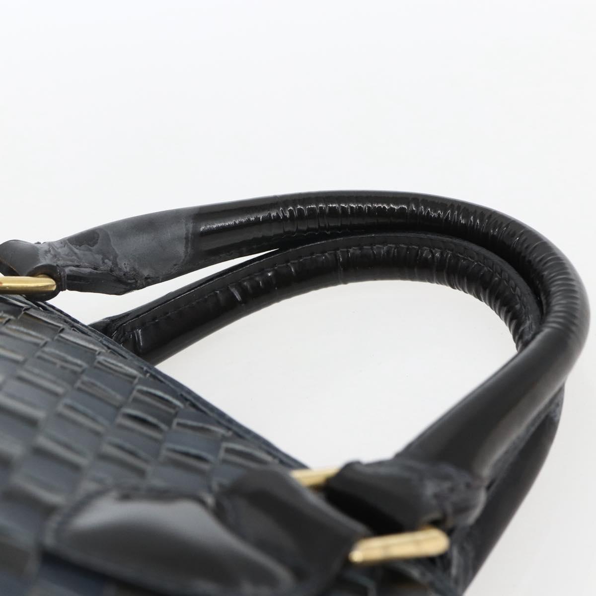 BALLY Hand Bag Leather Black Gold Auth 166850
