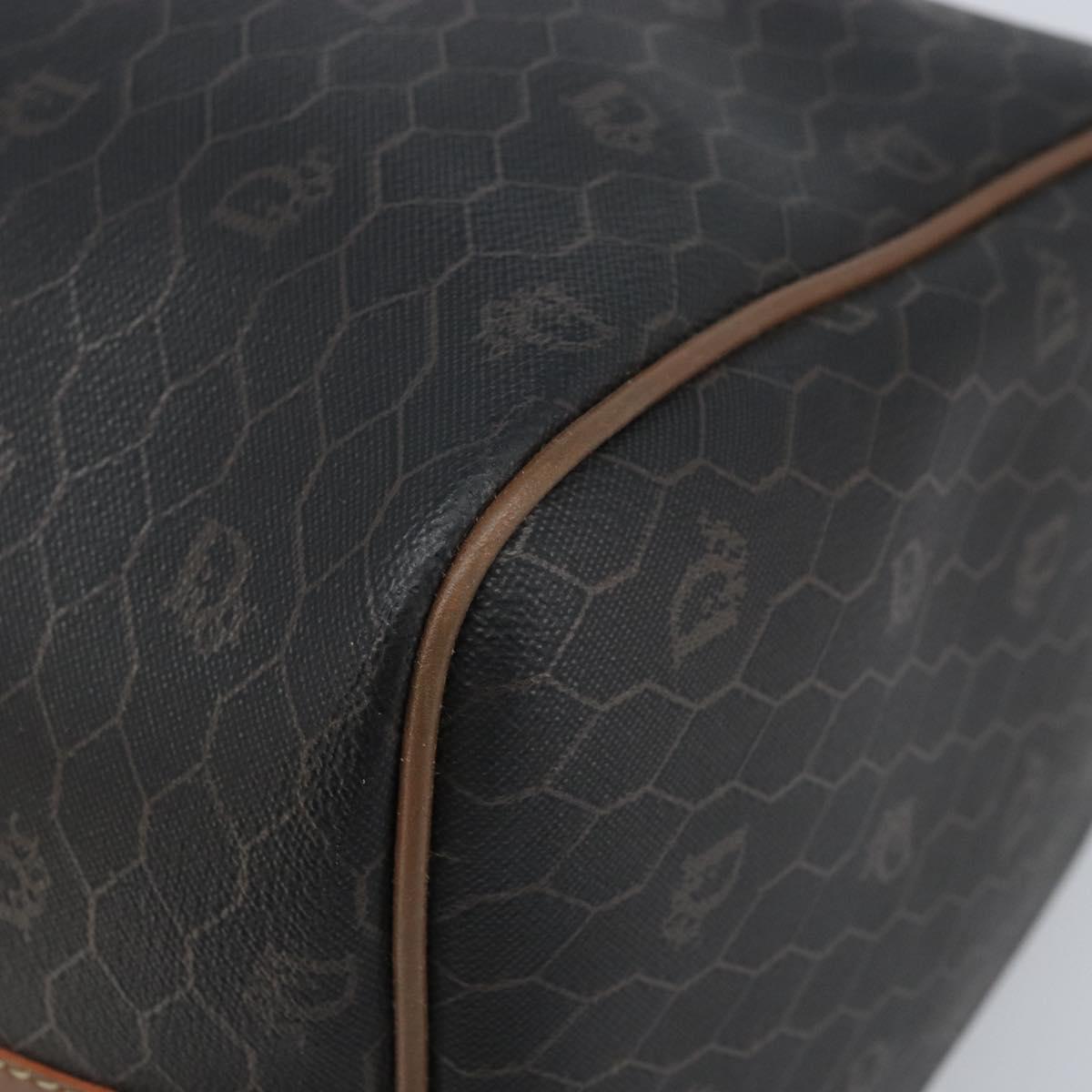 Christian Dior Honeycomb Canvas Hand Bag PVC Black Gold Auth 166851