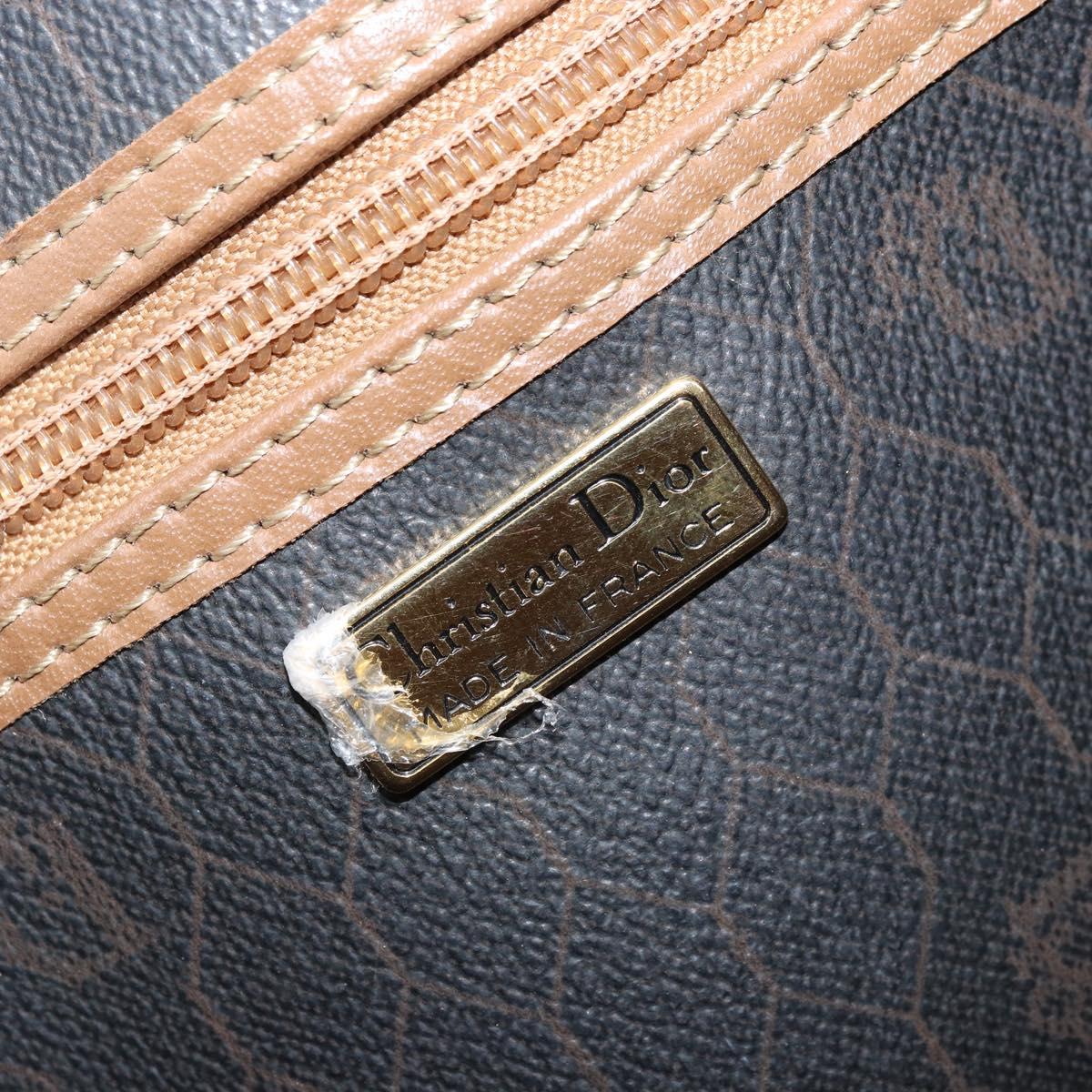 Christian Dior Honeycomb Canvas Hand Bag PVC Black Gold Auth 166851