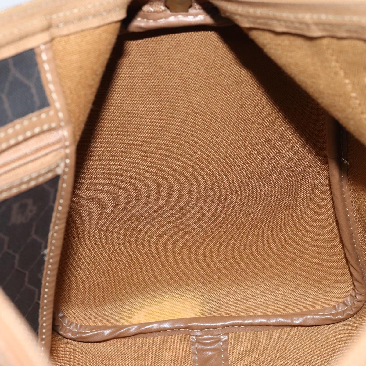 Christian Dior Honeycomb Canvas Hand Bag PVC Black Gold Auth 166851