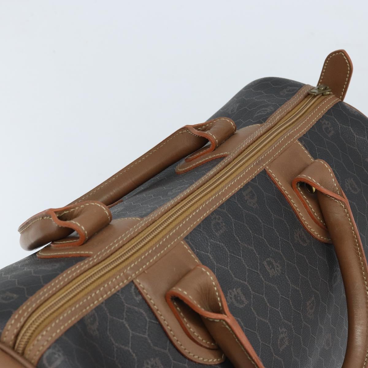 Christian Dior Honeycomb Canvas Hand Bag PVC Black Gold Auth 166851