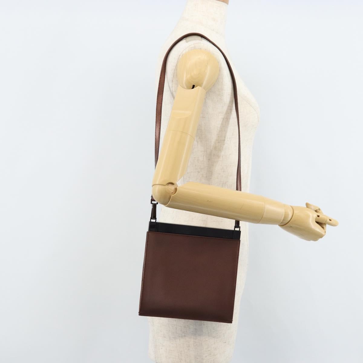 GUCCI Shoulder Bag Leather Metallic brown 004 0406 0498 Auth 166852