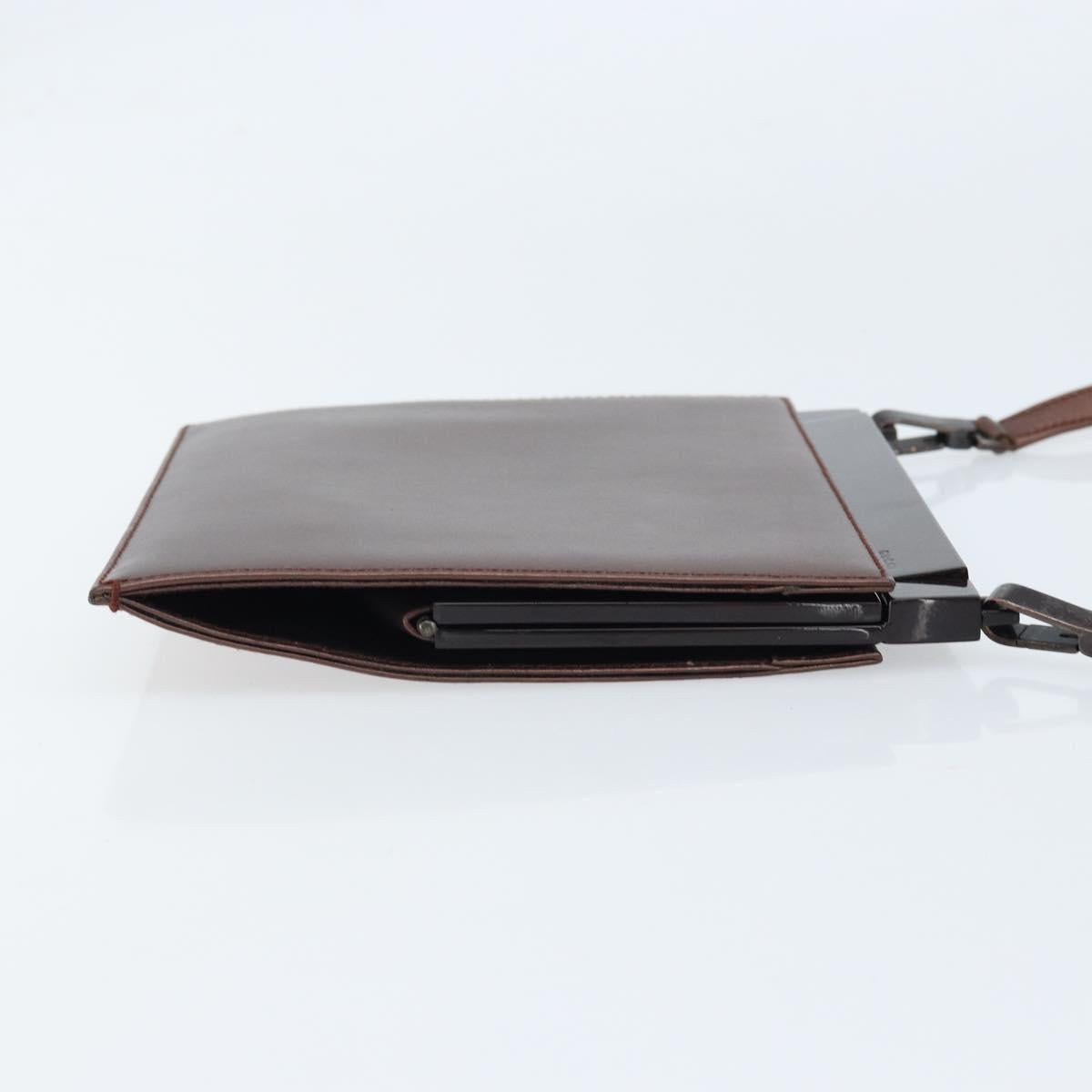 GUCCI Shoulder Bag Leather Metallic brown 004 0406 0498 Auth 166852