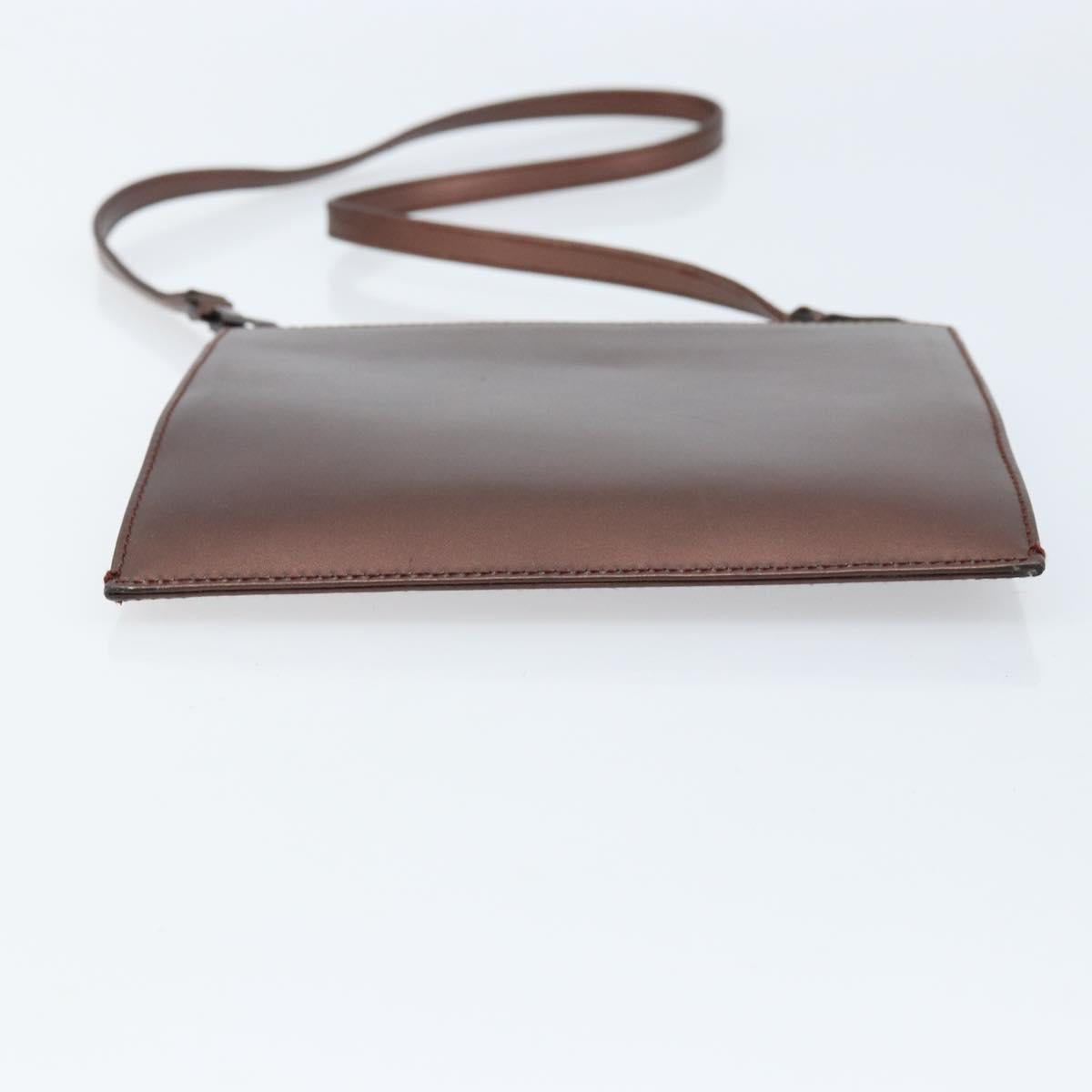 GUCCI Shoulder Bag Leather Metallic brown 004 0406 0498 Auth 166852
