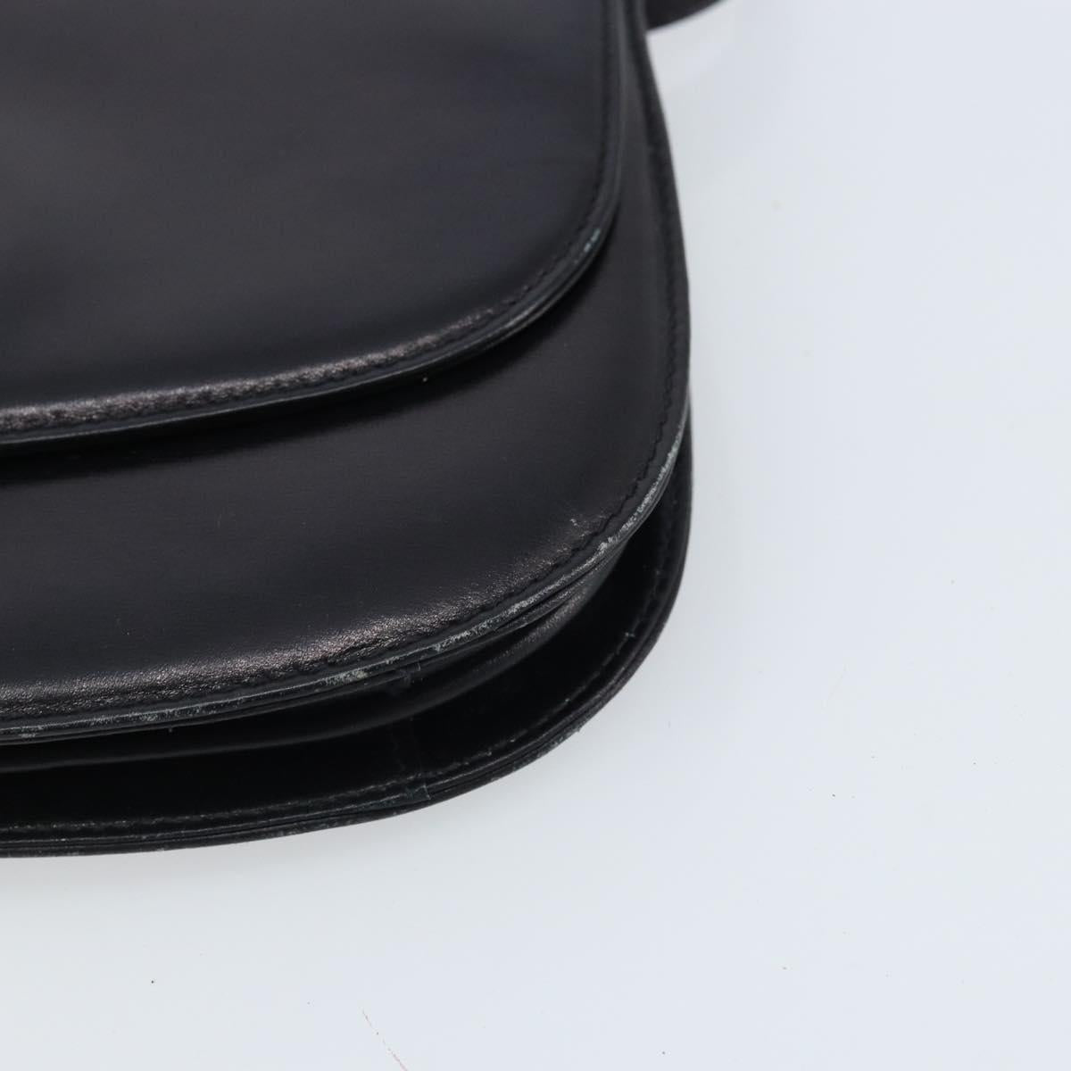 CELINE Shoulder Bag Leather Black Gold Auth 166854