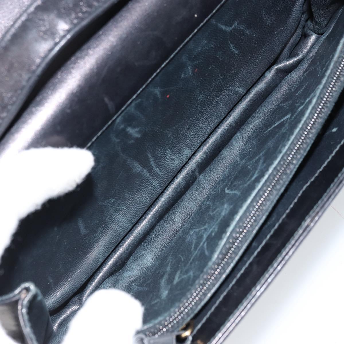 CELINE Shoulder Bag Leather Black Gold Auth 166854