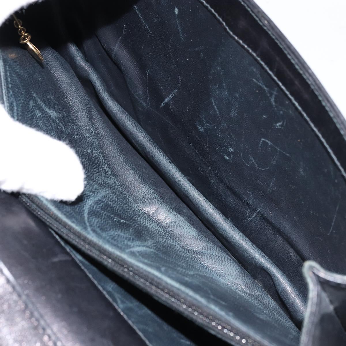 CELINE Shoulder Bag Leather Black Gold Auth 166854
