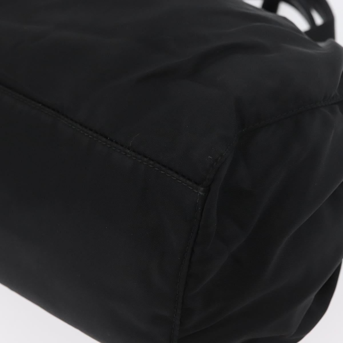 PRADA Hand Bag Nylon 2way Black Silver Auth 166856