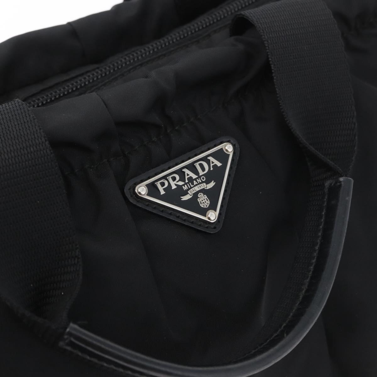 PRADA Hand Bag Nylon 2way Black Silver Auth 166856