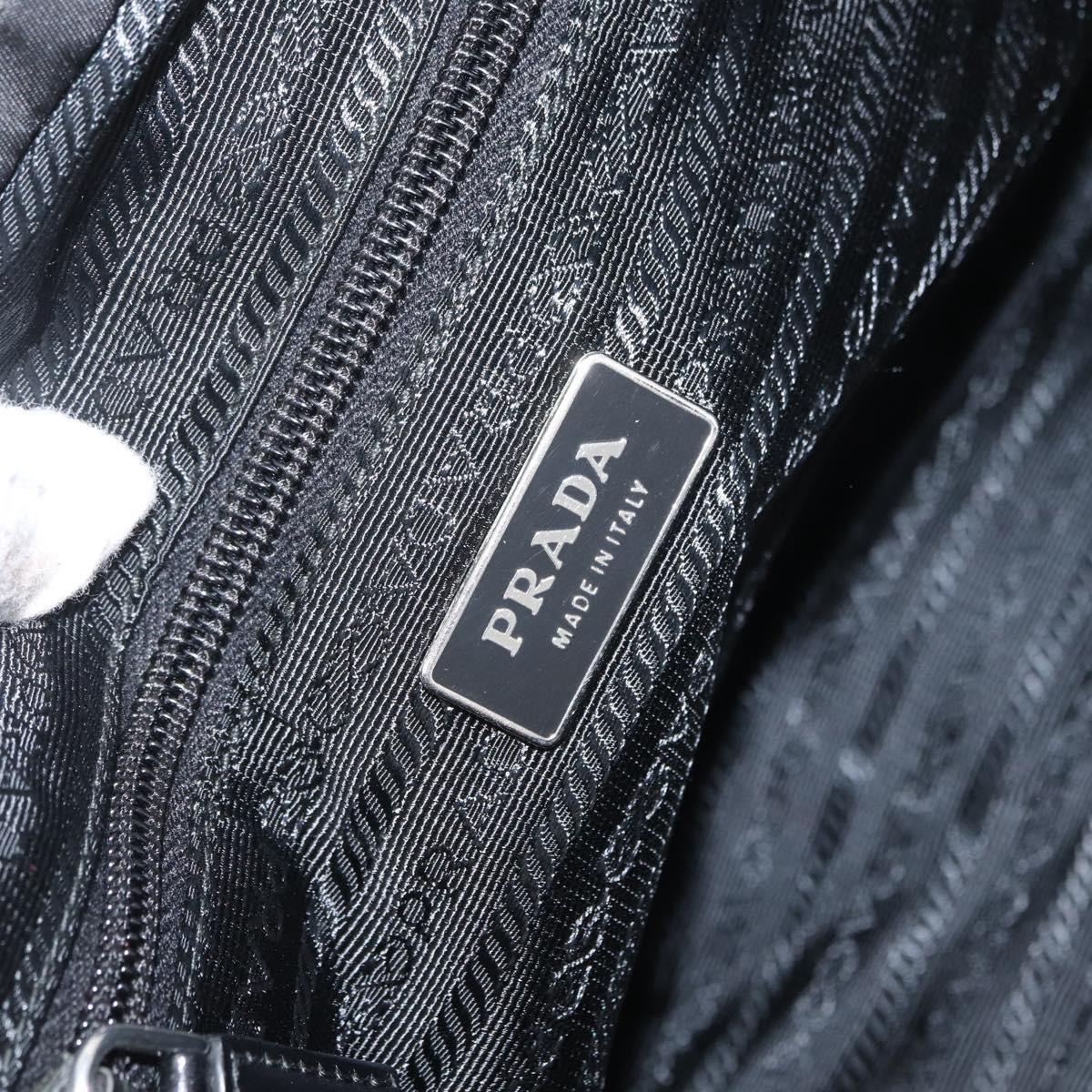 PRADA Hand Bag Nylon 2way Black Silver Auth 166856