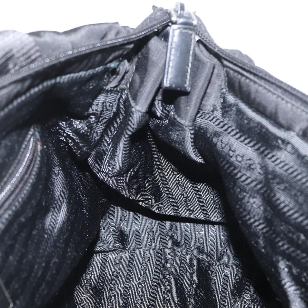 PRADA Hand Bag Nylon 2way Black Silver Auth 166856