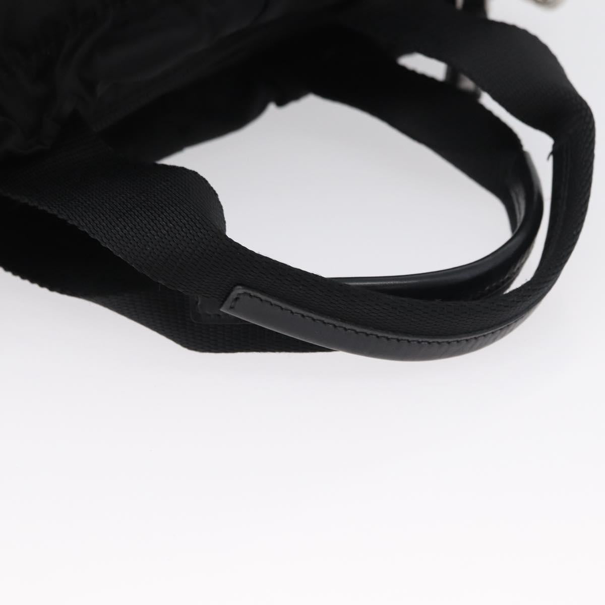 PRADA Hand Bag Nylon 2way Black Silver Auth 166856