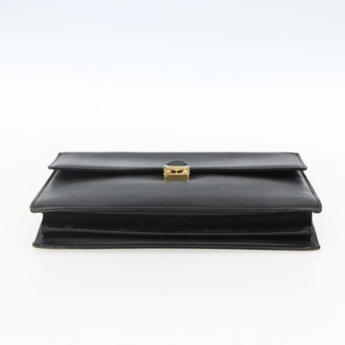SAINT LAURENT Hand Bag Leather Black Gold Auth 166857