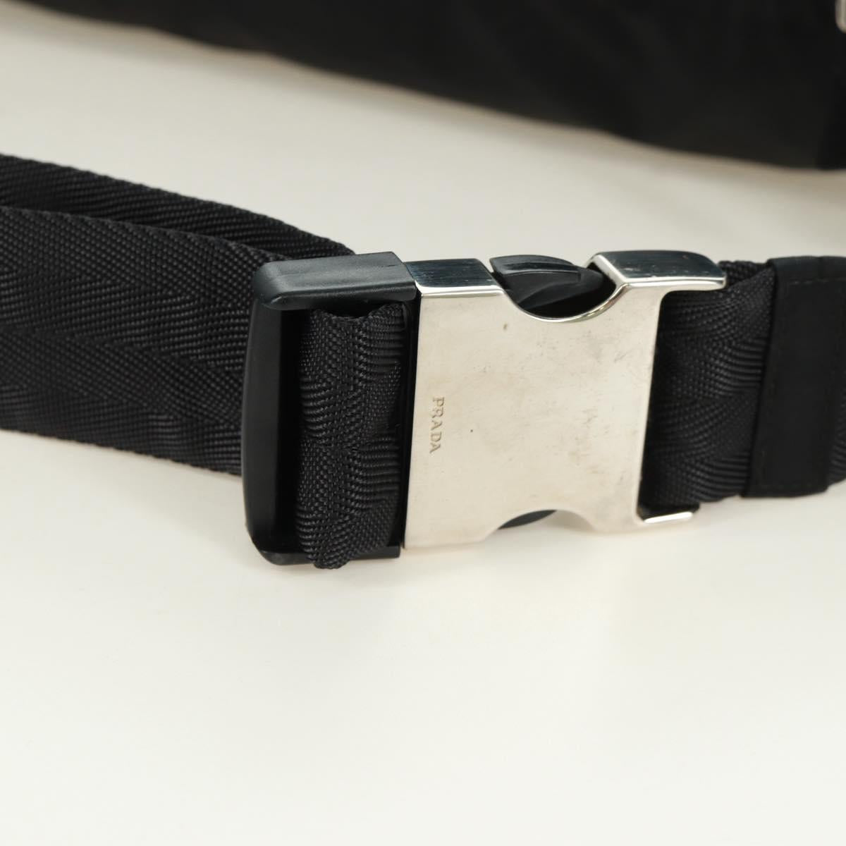 PRADA Bum Bag Body Bag Nylon Black Silver Auth 166860A