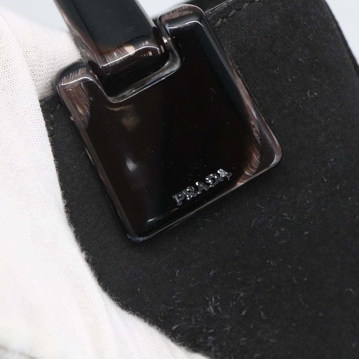 PRADA Hand Bag Suede Black Silver Auth 166861