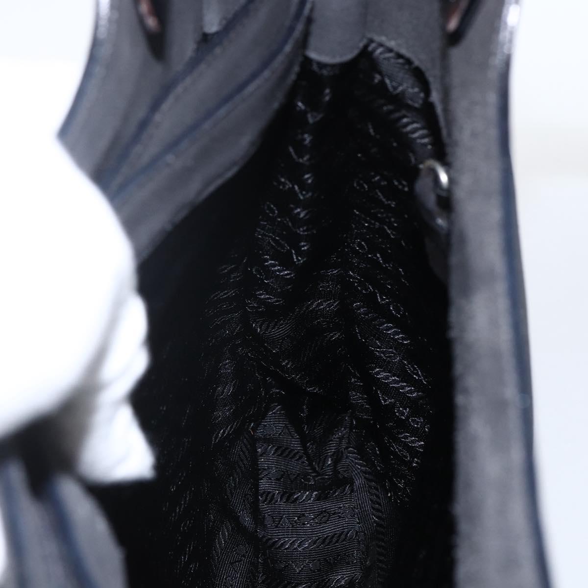 PRADA Hand Bag Suede Black Silver Auth 166861