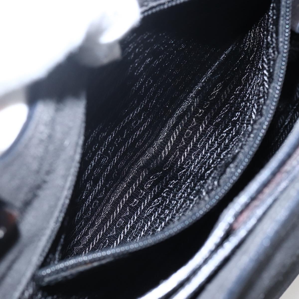 PRADA Hand Bag Suede Black Silver Auth 166861