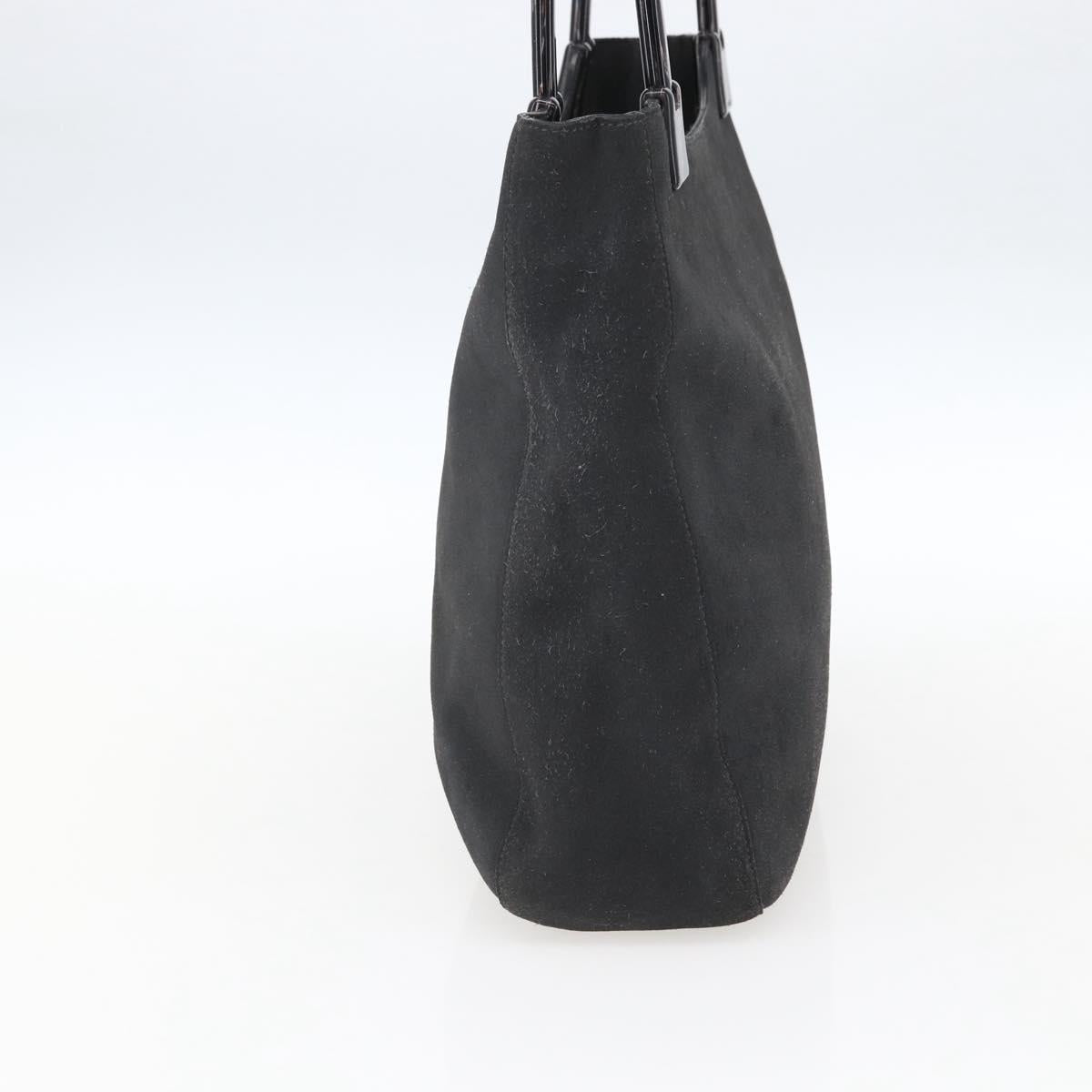 PRADA Hand Bag Suede Black Silver Auth 166861