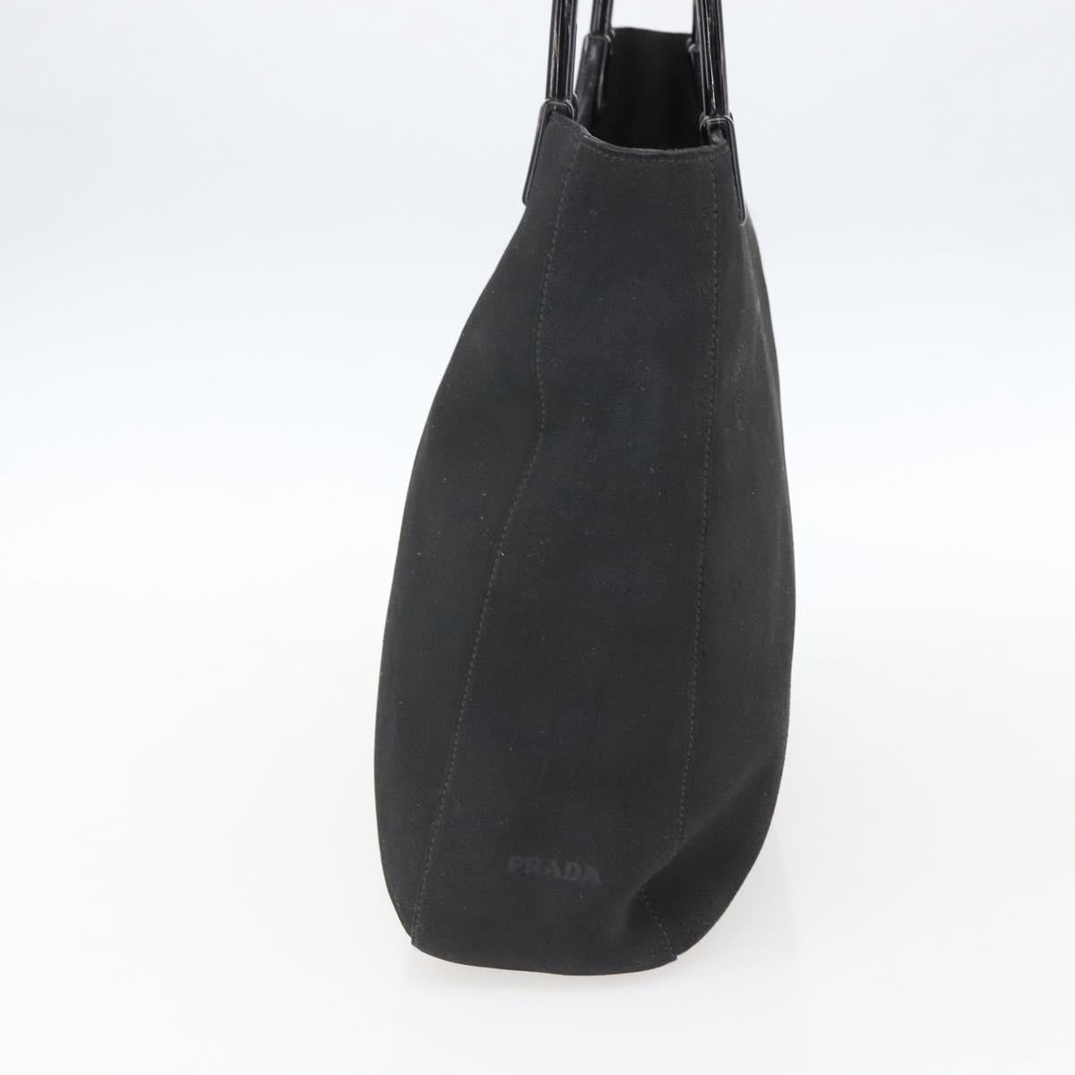 PRADA Hand Bag Suede Black Silver Auth 166861