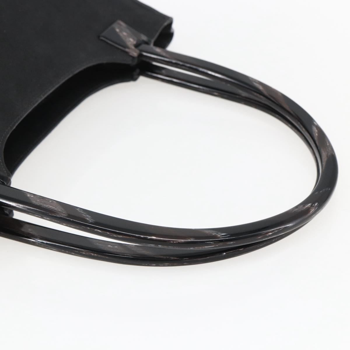 PRADA Hand Bag Suede Black Silver Auth 166861