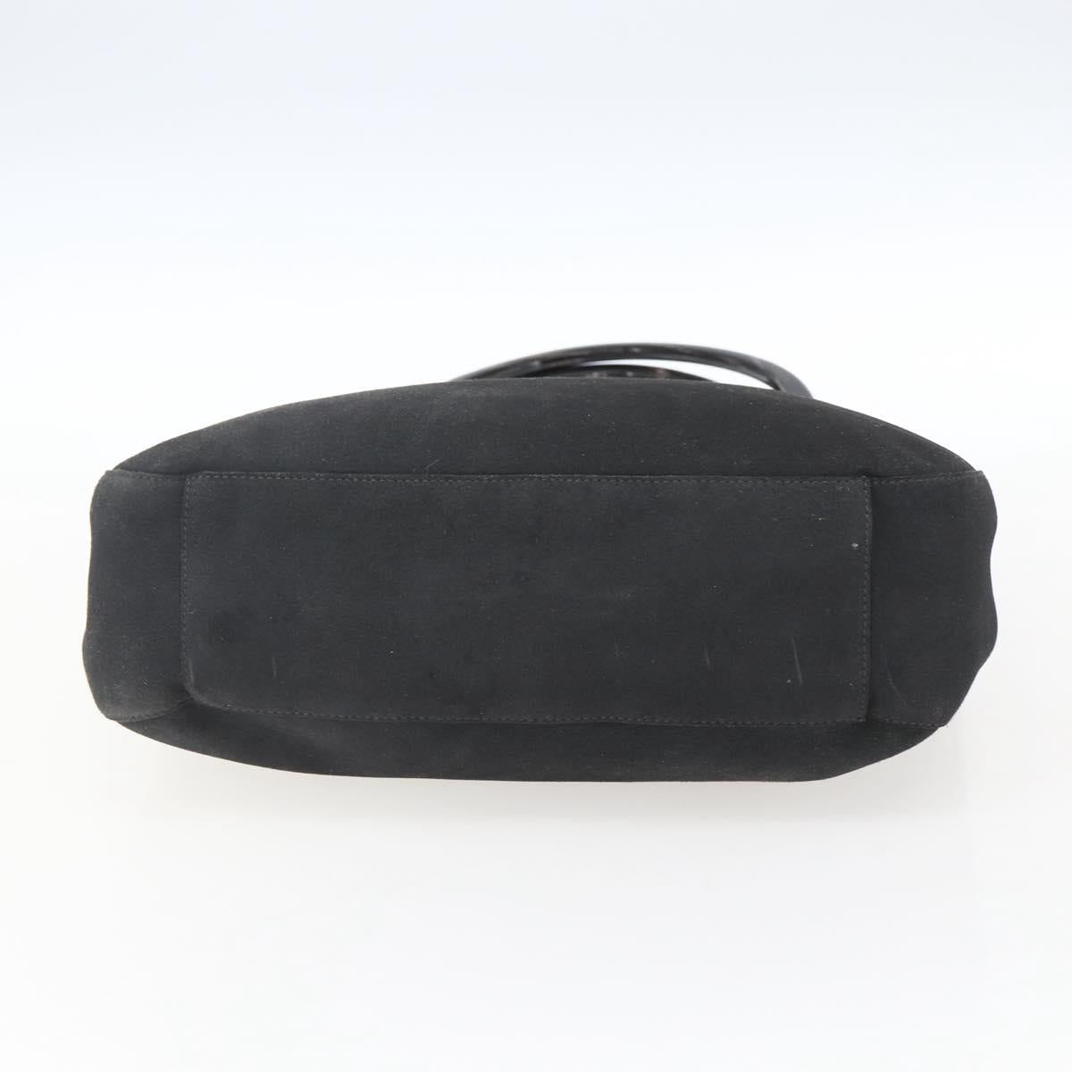 PRADA Hand Bag Suede Black Silver Auth 166861